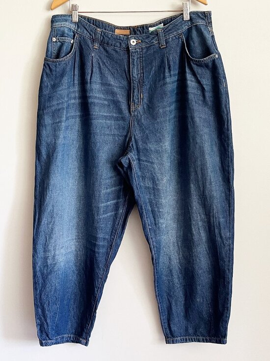 Pilcro Denim - Pilcro Jeans Size 16W Barrel Leg The Breaker Blue Denim High Rise Anthropologie